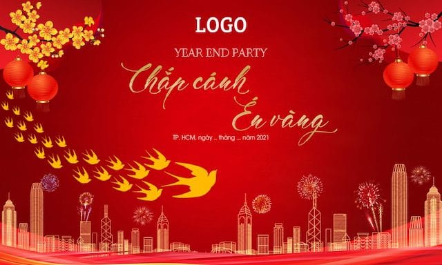 mẫu backdrop year end party